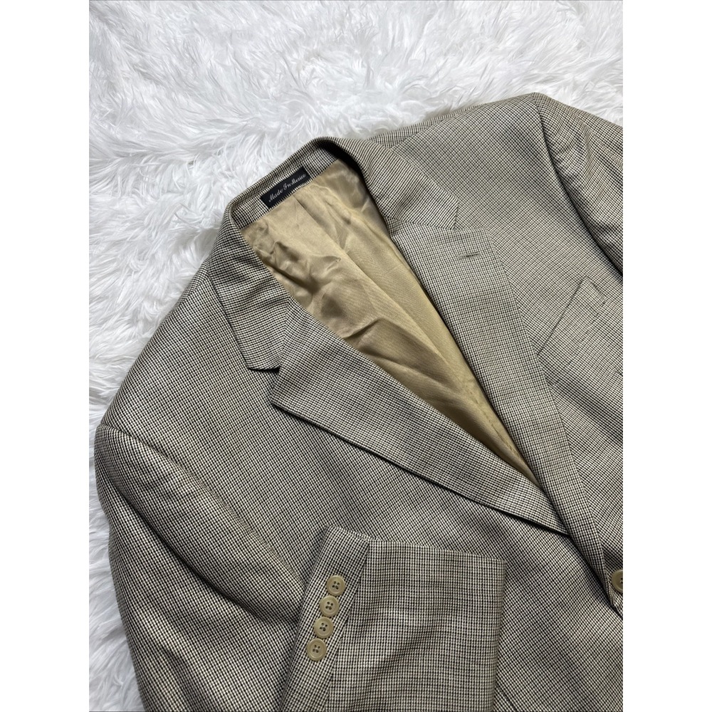 Vintage 1990's Ralph Lauren Pure 100% Silk Sport Coat Blazer Men 46L Long Beige